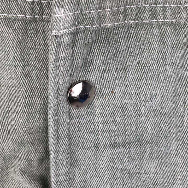 Denim shirt jacket, western jacket, made in Canada, women's size L cotton Khaki type sage green Vintage Second Hand