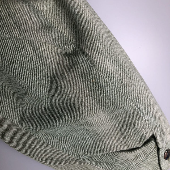 Denim shirt jacket, western jacket, made in Canada, women's size L cotton Khaki type sage green Vintage Second Hand