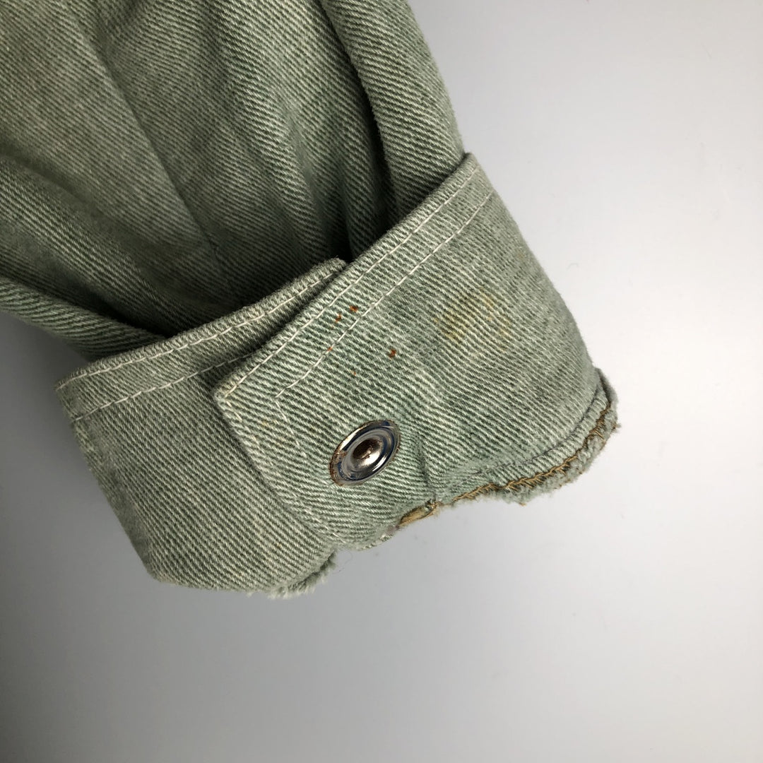 Denim shirt jacket, western jacket, made in Canada, women's size L cotton Khaki type sage green Vintage Second Hand