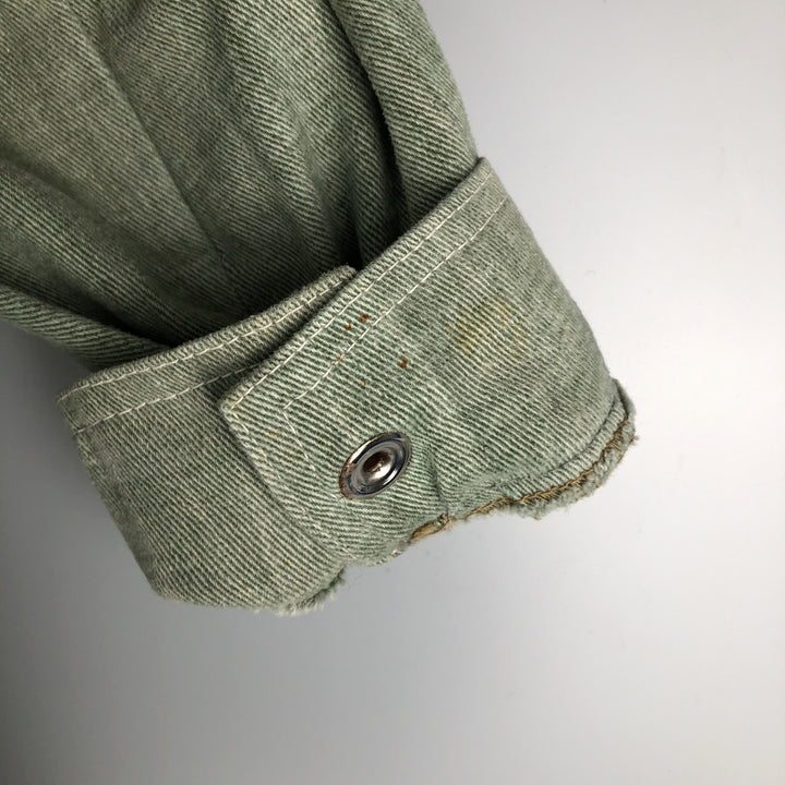 Denim shirt jacket, western jacket, made in Canada, women's size L cotton Khaki type sage green Vintage Second Hand