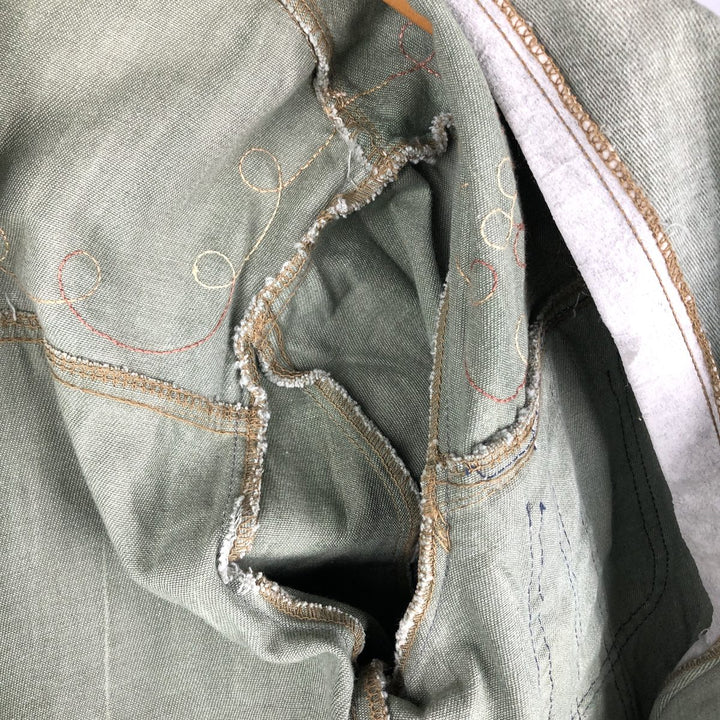 Denim shirt jacket, western jacket, made in Canada, women's size L cotton Khaki type sage green Vintage Second Hand