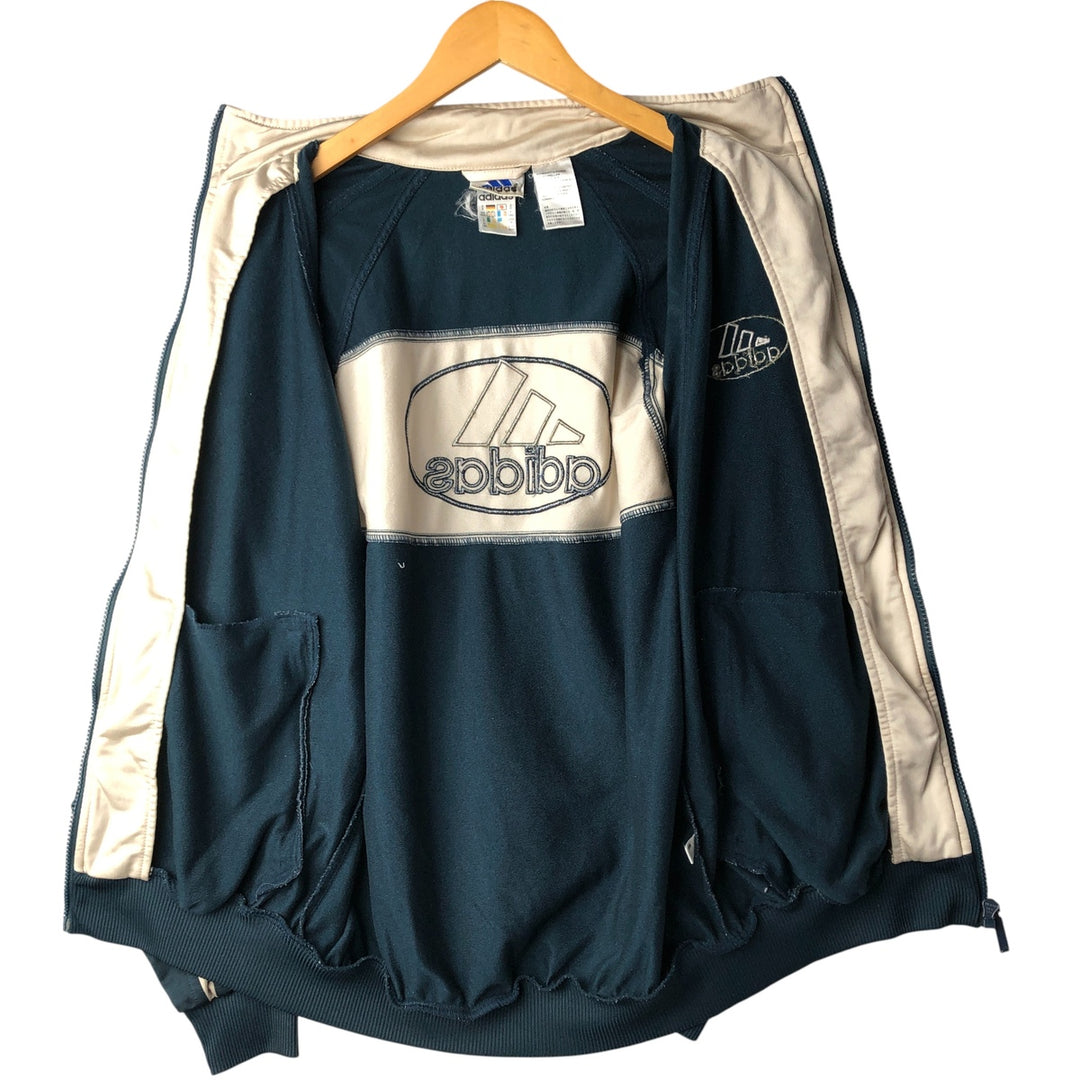 Vintage 90'S Adidas track jacket with back logo, size M, men's polyester green type Vintage Second Hand