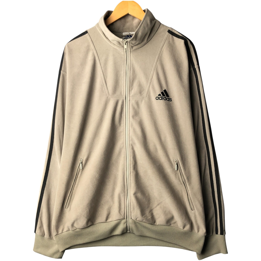 Vintage 90'S Adidas Velour Jersey Track Jacket, Men's Size L polyester Beige type Vintage Second Hand