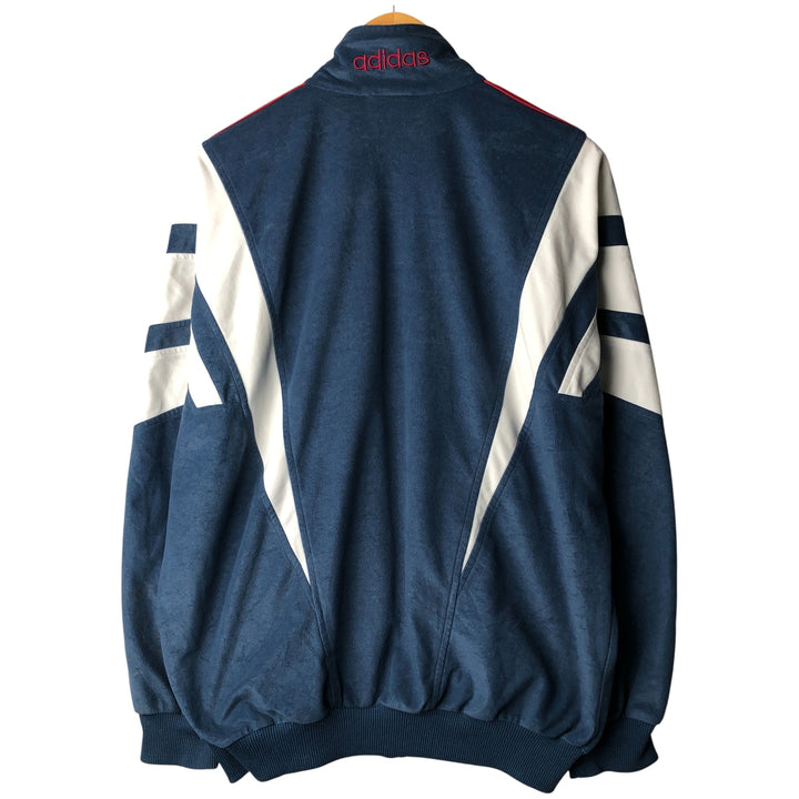 90'S Adidas Velour Jersey Track Jacket Men's M Size Vintage polyester navy blue type Vintage Second Hand