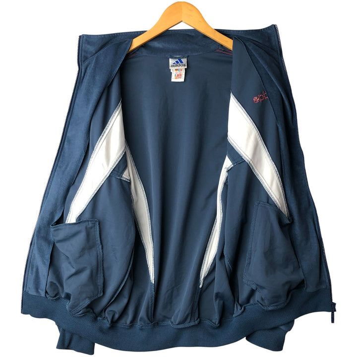 90'S Adidas Velour Jersey Track Jacket Men's M Size Vintage polyester navy blue type Vintage Second Hand