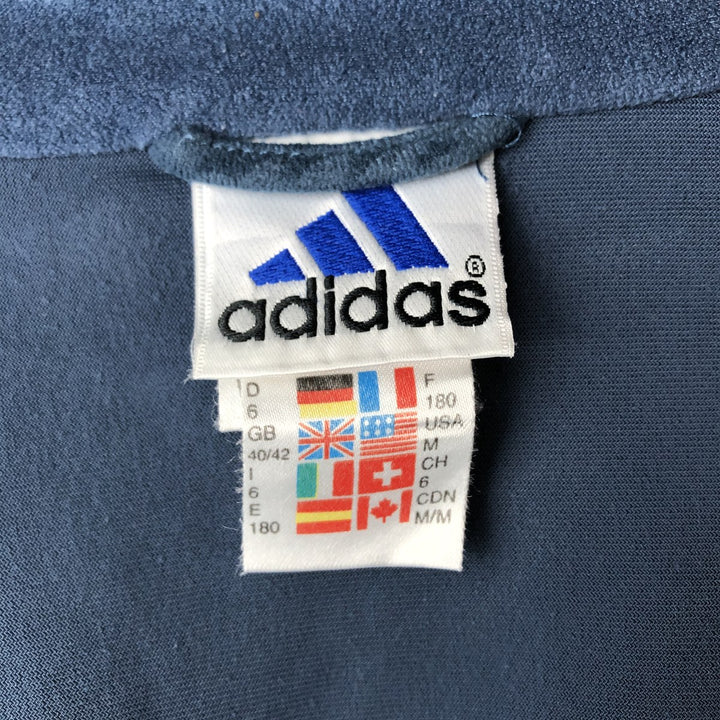 90'S Adidas Velour Jersey Track Jacket Men's M Size Vintage polyester navy blue type Vintage Second Hand