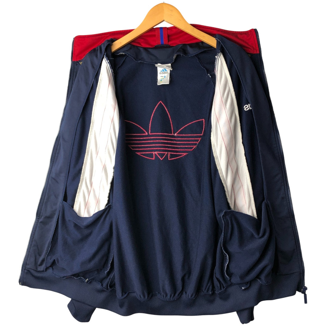 Vintage 90'S adidas Trefoil logo back logo jersey track jacket, men's size XL polyester navy blue type Vintage Second Hand