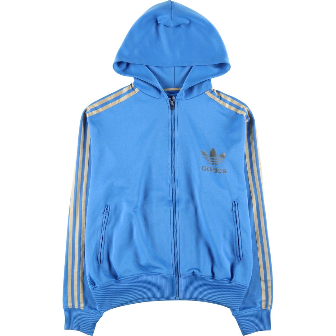 Adidas Originals Jersey Hoodie Track Jacket, Men's XL polyester Blue type light blue Vintage Second Hand