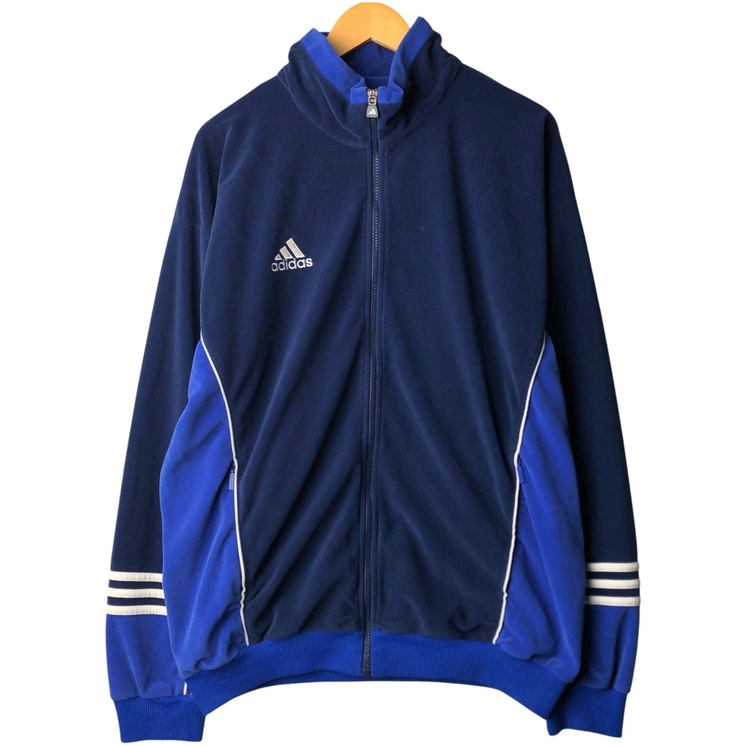 Vintage 90'S Adidas Velour Jersey Track Jacket, Men's Size XL polyester navy blue type Vintage Second Hand