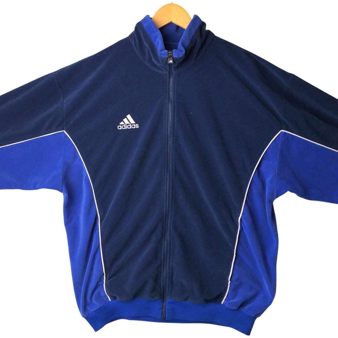 Vintage 90'S Adidas Velour Jersey Track Jacket, Men's Size XL polyester navy blue type Vintage Second Hand