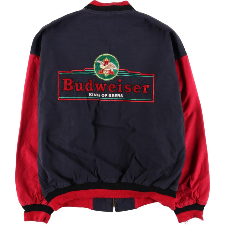 Vintage 90'S Swingstar Budweiser Advertising Back Logo Cotton Blouson, Made in USA, Men's Size L unclear navy blue type Vintage Second Hand