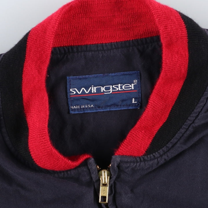 Vintage 90'S Swingstar Budweiser Advertising Back Logo Cotton Blouson, Made in USA, Men's Size L unclear navy blue type Vintage Second Hand
