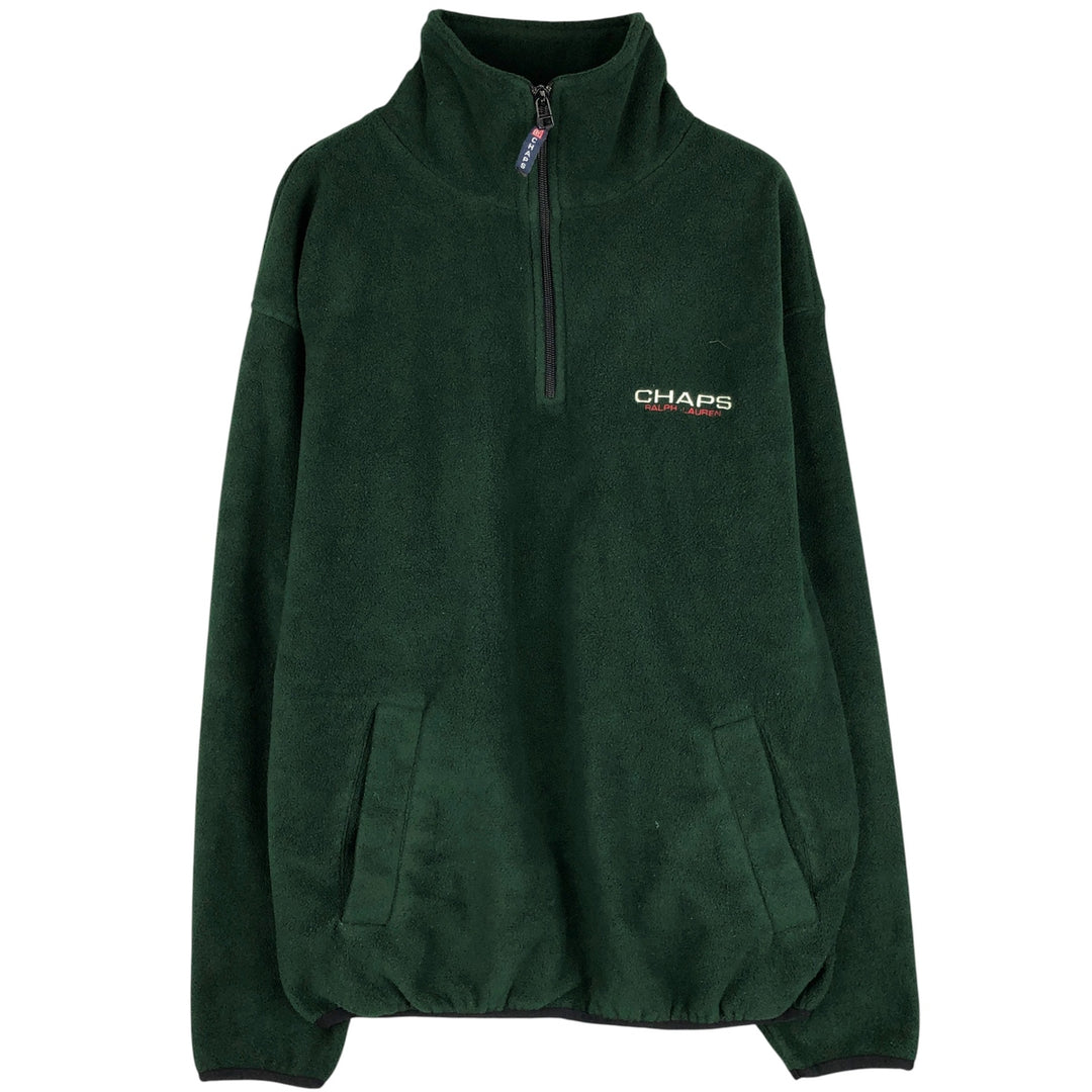 Ralph Lauren Chaps Half-Zip Fleece Pullover, Men's Size L polyester green type Vintage Second Hand