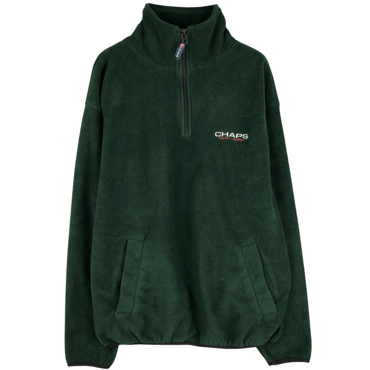 Ralph Lauren Chaps Half-Zip Fleece Pullover, Men's Size L polyester green type Vintage Second Hand