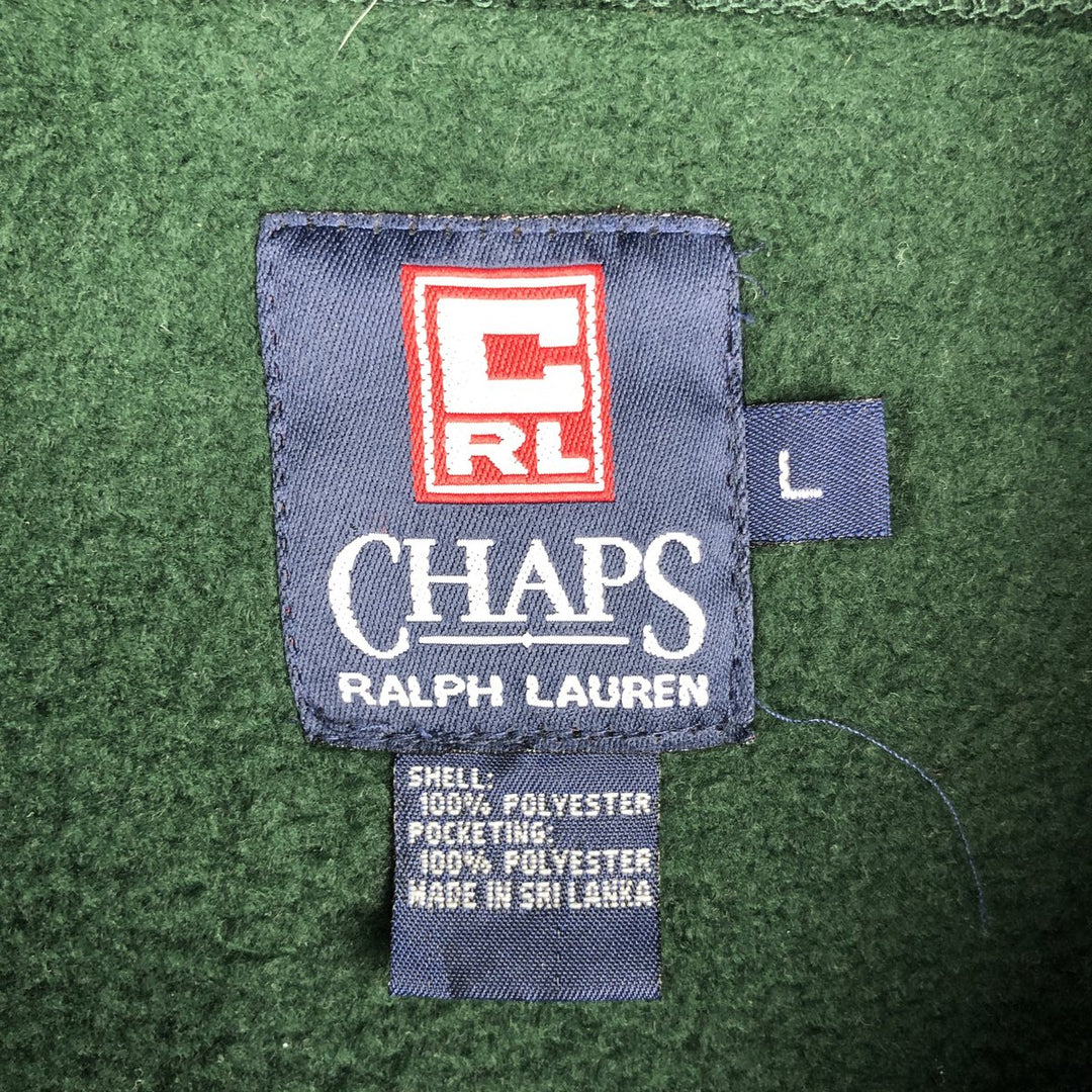 Ralph Lauren Chaps Half-Zip Fleece Pullover, Men's Size L polyester green type Vintage Second Hand
