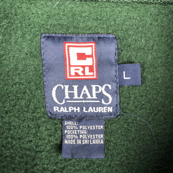 Ralph Lauren Chaps Half-Zip Fleece Pullover, Men's Size L polyester green type Vintage Second Hand
