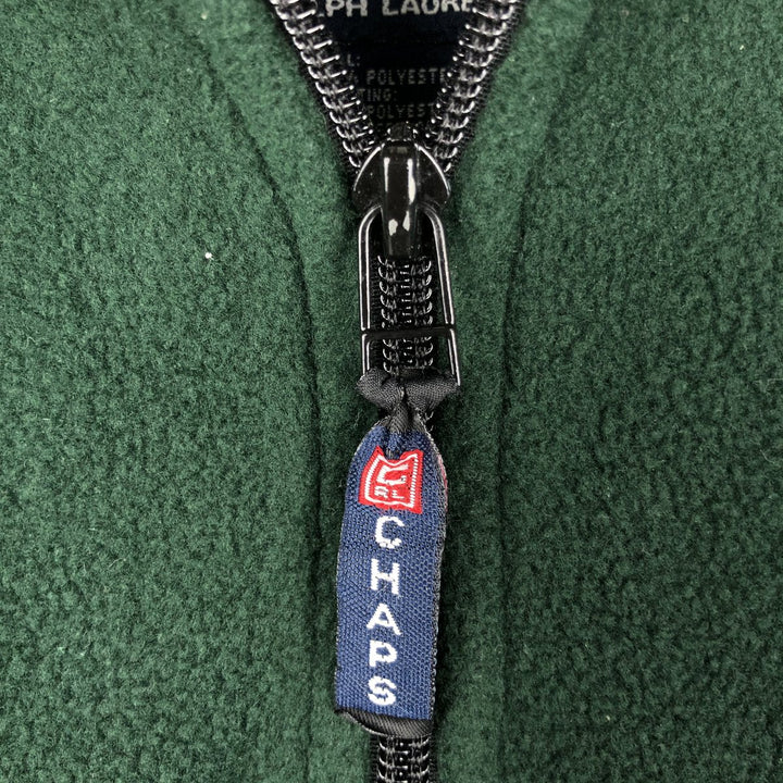 Ralph Lauren Chaps Half-Zip Fleece Pullover, Men's Size L polyester green type Vintage Second Hand
