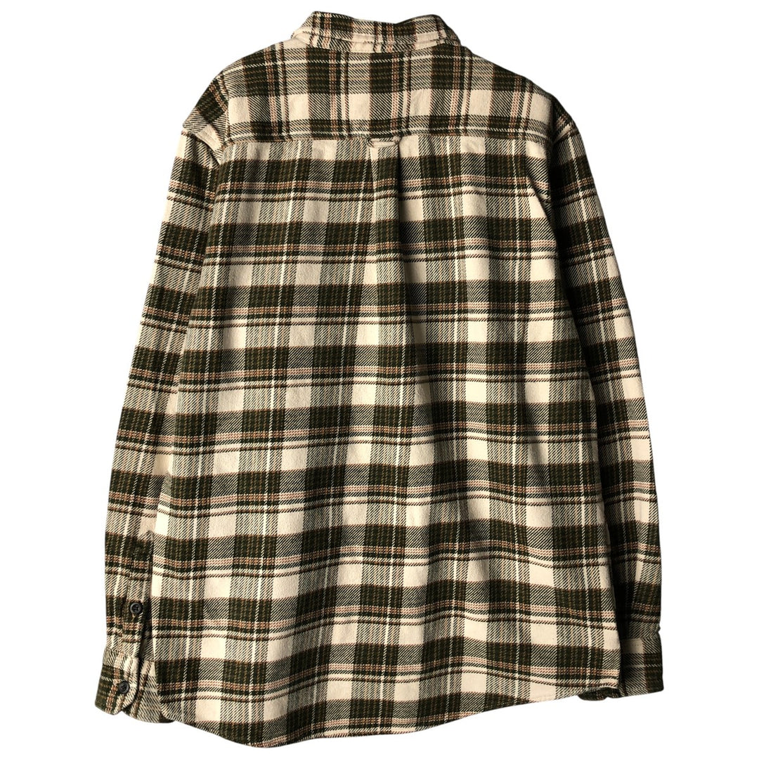 ORVIS Long Sleeve Heavy Flannel Check Shirt, Men's Size L cotton ivory Vintage Second Hand