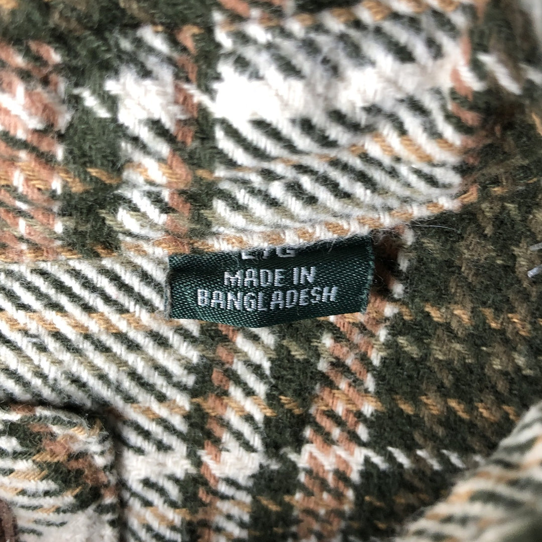 ORVIS Long Sleeve Heavy Flannel Check Shirt, Men's Size L cotton ivory Vintage Second Hand