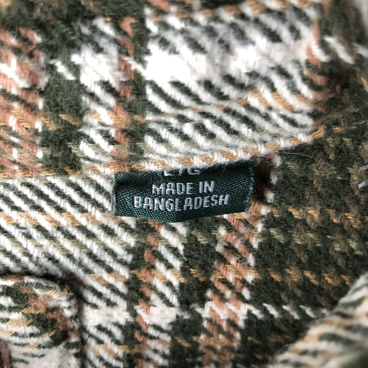 ORVIS Long Sleeve Heavy Flannel Check Shirt, Men's Size L cotton ivory Vintage Second Hand