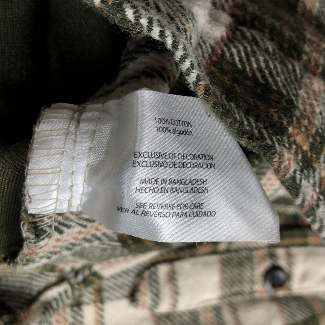 ORVIS Long Sleeve Heavy Flannel Check Shirt, Men's Size L cotton ivory Vintage Second Hand