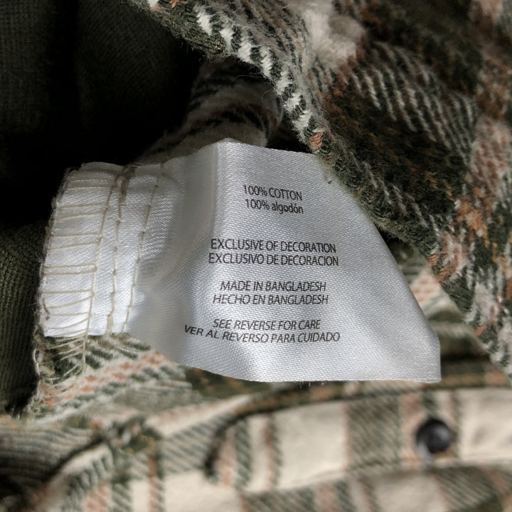 ORVIS Long Sleeve Heavy Flannel Check Shirt, Men's Size L cotton ivory Vintage Second Hand