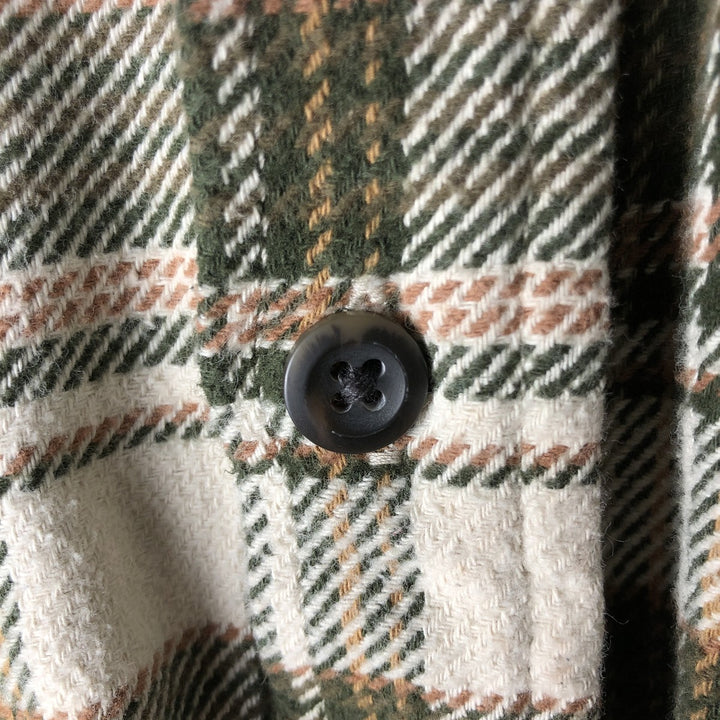 ORVIS Long Sleeve Heavy Flannel Check Shirt, Men's Size L cotton ivory Vintage Second Hand
