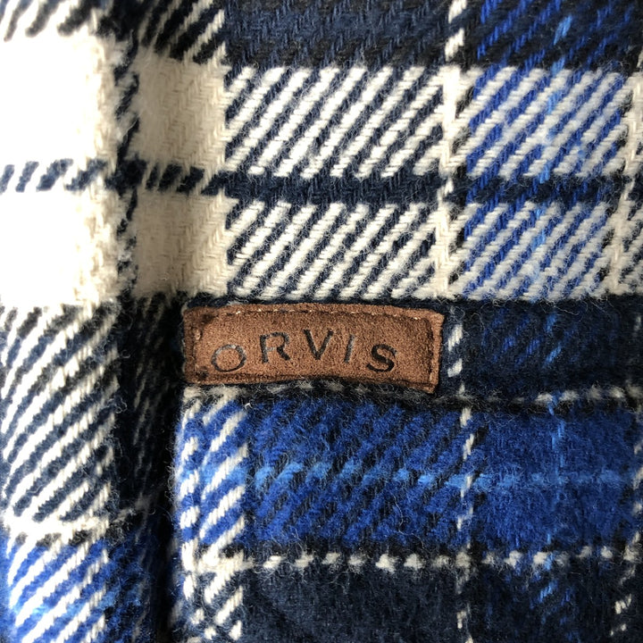 ORVIS Long Sleeve Heavy Flannel Check Shirt, Men's XL cotton blue type Vintage Second Hand