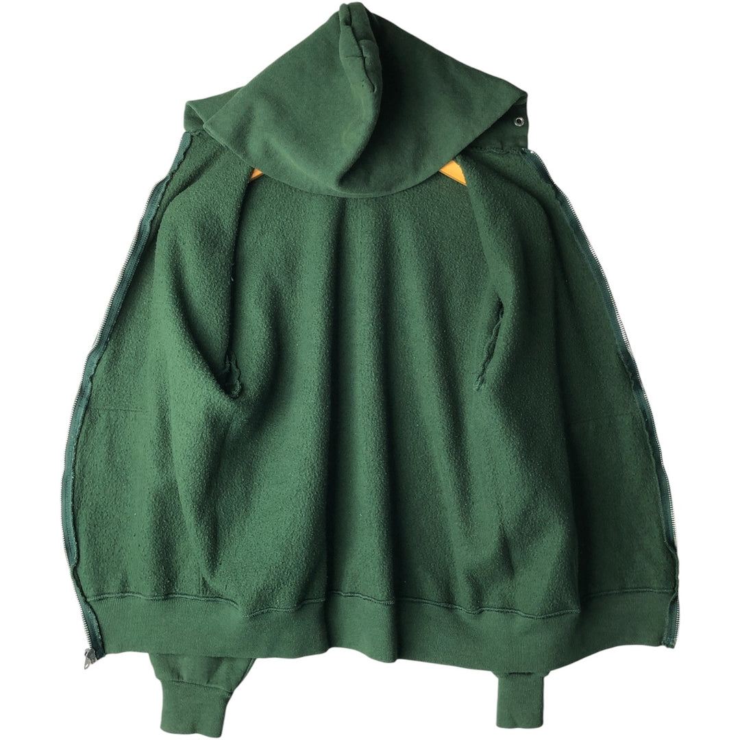 Vintage 90'S Jerzees full-zip sweatshirt hoodie, made in the USA, size M. cotton green type Vintage Second Hand