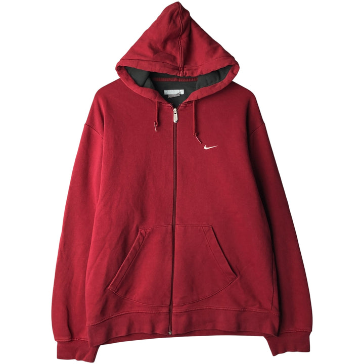 Nike Sweat Full Zip Hoodie Men's Size L cotton red type Vintage Second Hand