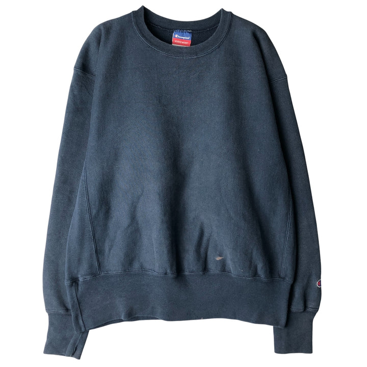 2000'S Champion Reverse Weave Reverse Weave Blank Sweatshirt, Men's Size L cotton navy blue type Vintage Second Hand