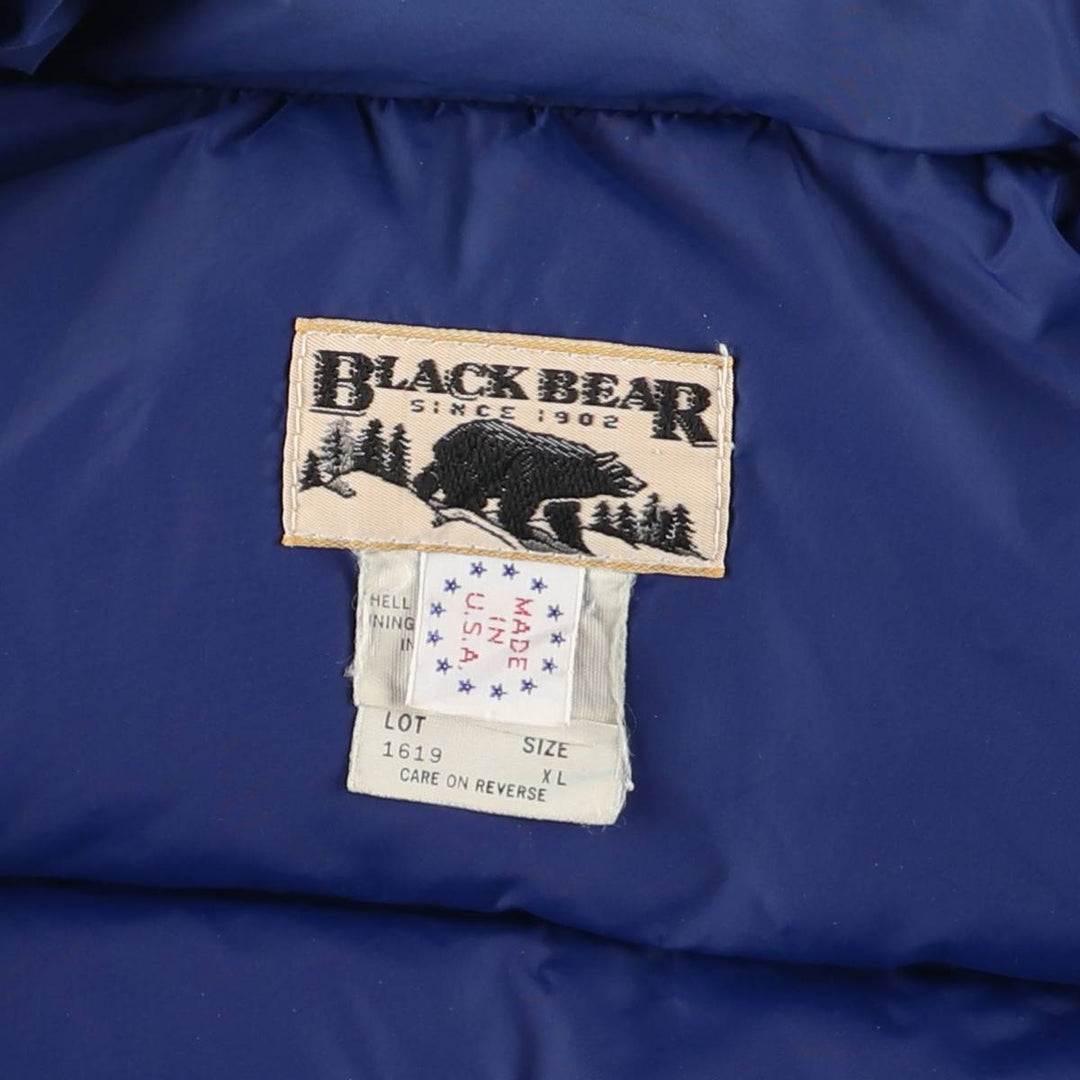 BLACK BEAR Down Vest, Made in USA, Men's XL Nylon blue type Vintage Second Hand