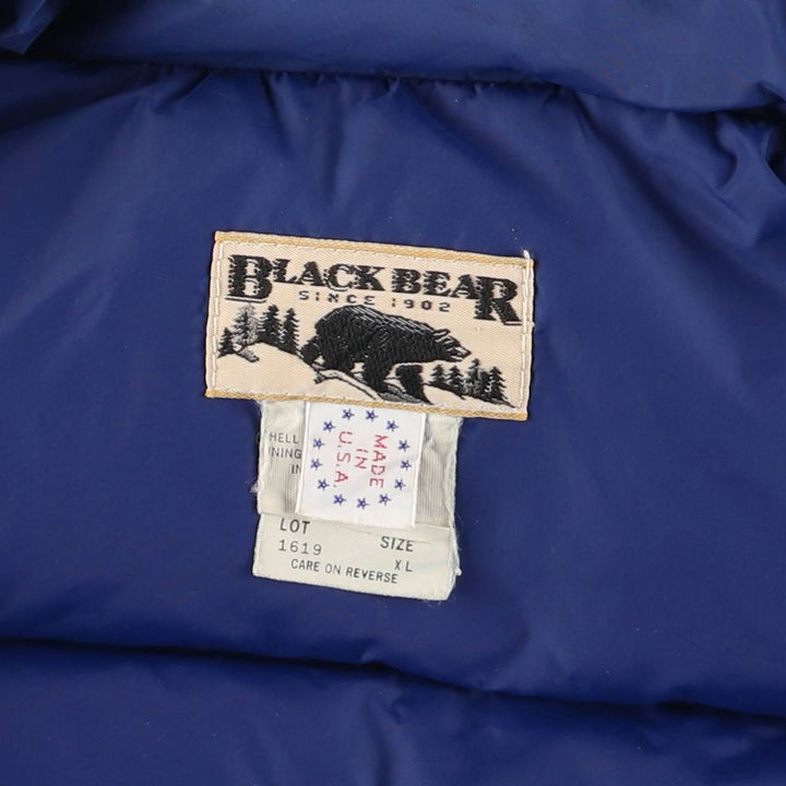 BLACK BEAR Down Vest, Made in USA, Men's XL Nylon blue type Vintage Second Hand