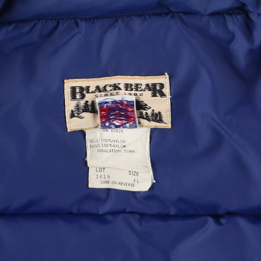 BLACK BEAR Down Vest, Made in USA, Men's XL Nylon blue type Vintage Second Hand