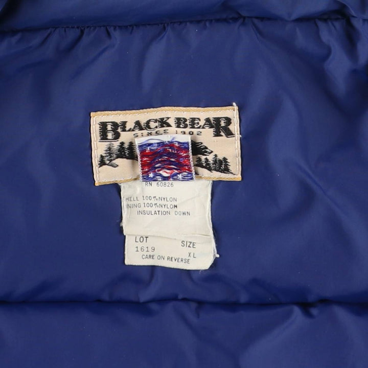 BLACK BEAR Down Vest, Made in USA, Men's XL Nylon blue type Vintage Second Hand
