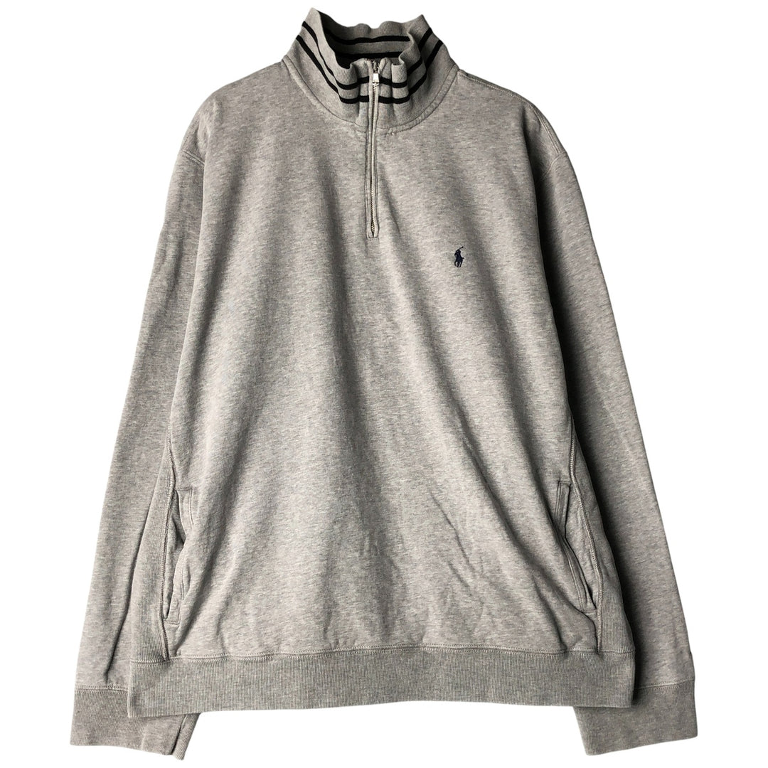 Ralph Lauren POLO by Ralph Lauren Half-Zip Sweatshirt, Men's XL cotton gray type Vintage Second Hand