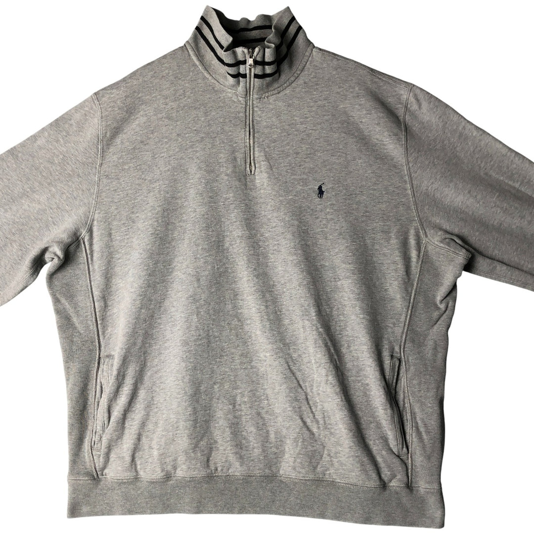 Ralph Lauren POLO by Ralph Lauren Half-Zip Sweatshirt, Men's XL cotton gray type Vintage Second Hand