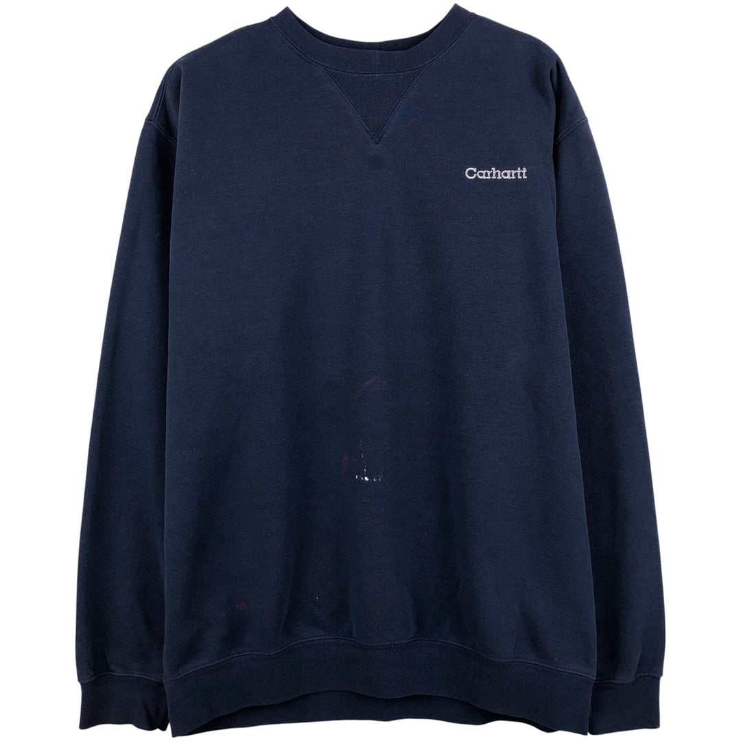 Carhartt One Point Logo Sweatshirt, Men's Size L cotton navy blue type Vintage Second Hand