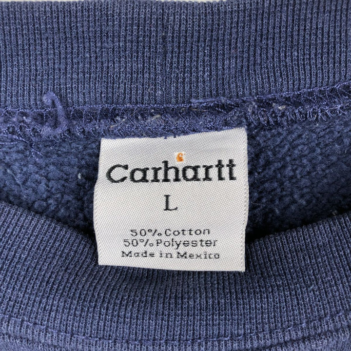 Carhartt One Point Logo Sweatshirt, Men's Size L cotton navy blue type Vintage Second Hand