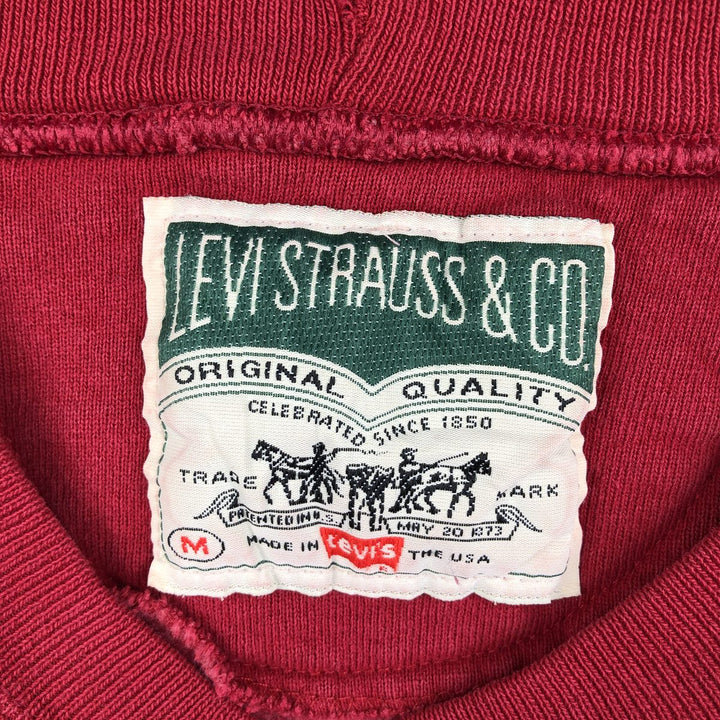 Vintage 90'S Levi's logo sweatshirt, made in the USA, size M, men's cotton burgundy type Vintage Second Hand