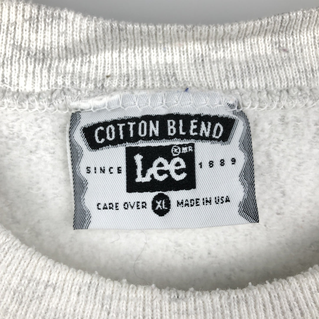 Vintage 90'S Lee Heavyweight Print Sweatshirt, Made in USA, Men's Size XL polyester gray type Vintage Second Hand