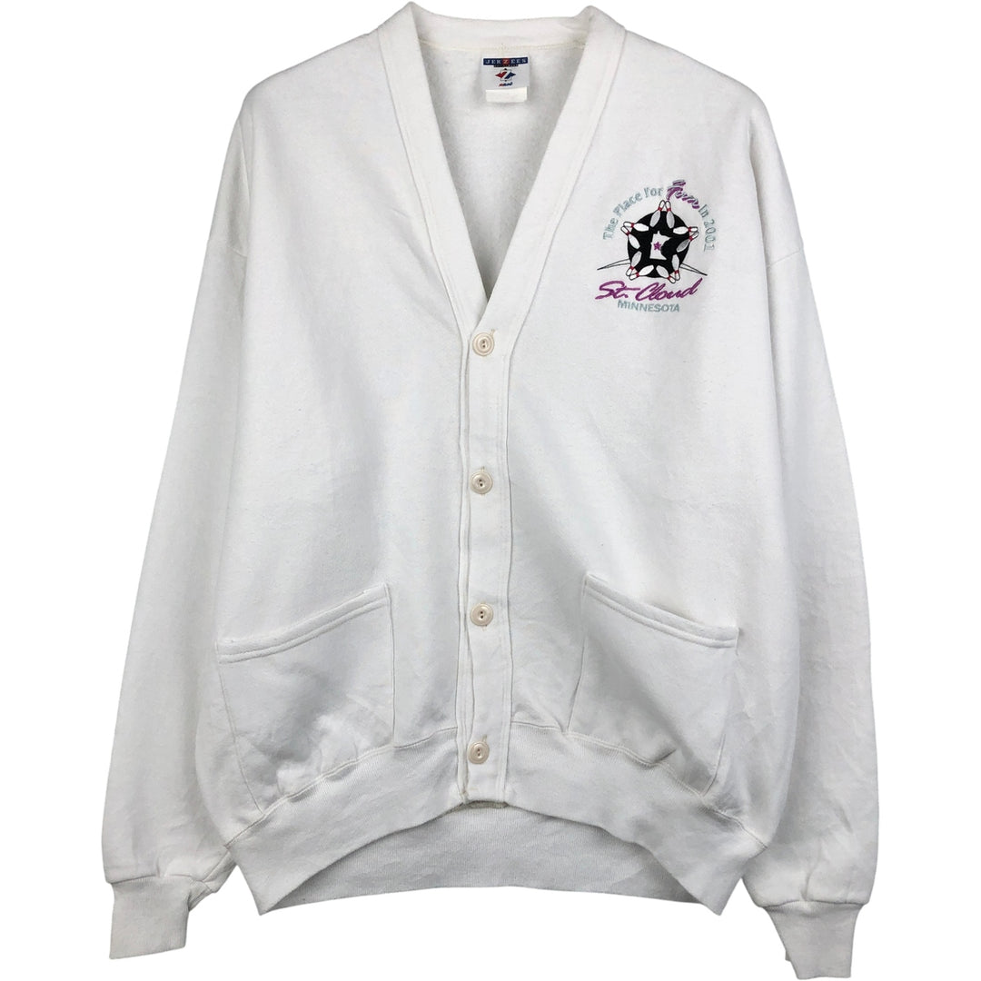 Vintage 90'S Jerzees cardigan, men's size XL unclear white type Vintage Second Hand
