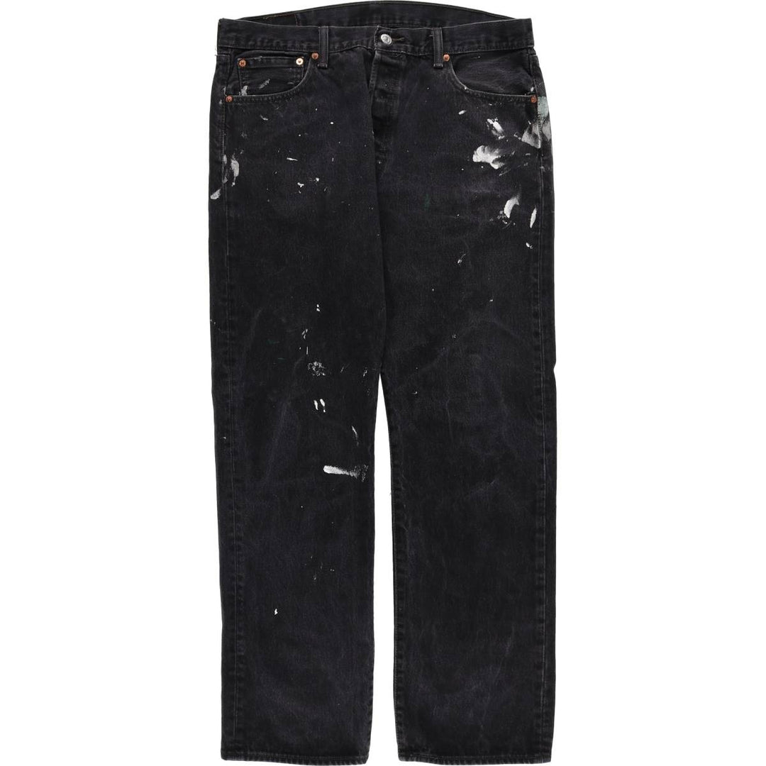 Levi's 501 Painted Black Denim Straight Leg Denim Pants, Men's Size 36 cotton black type Vintage Second Hand