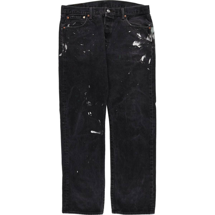 Levi's 501 Painted Black Denim Straight Leg Denim Pants, Men's Size 36 cotton black type Vintage Second Hand