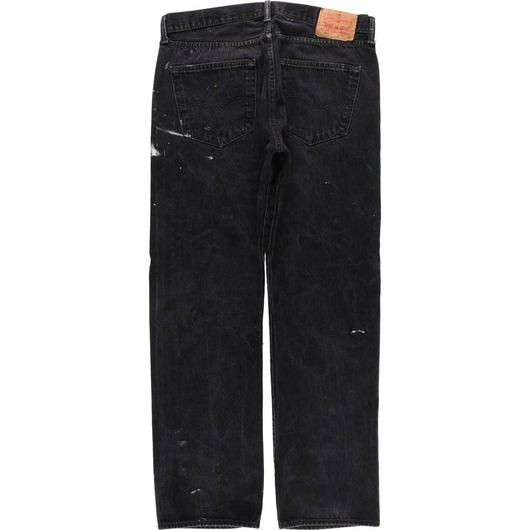Levi's 501 Painted Black Denim Straight Leg Denim Pants, Men's Size 36 cotton black type Vintage Second Hand