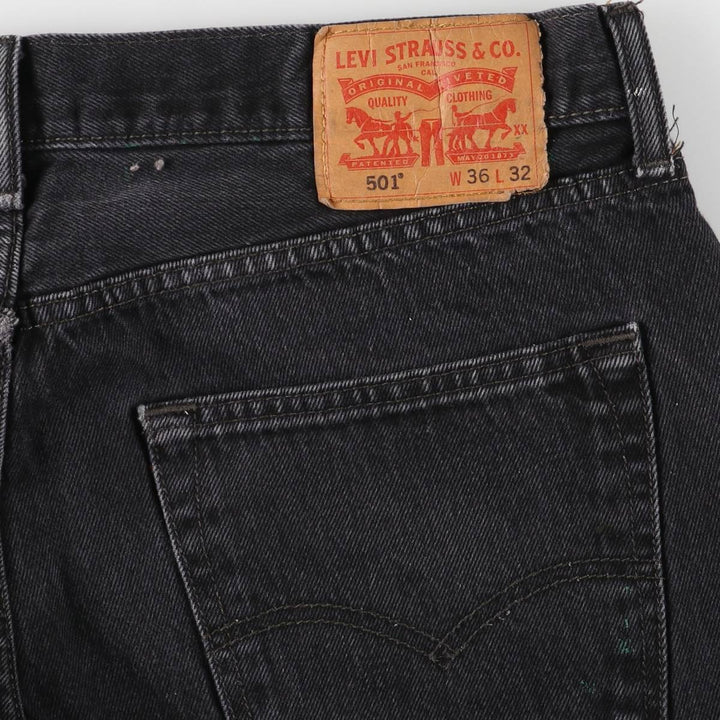 Levi's 501 Painted Black Denim Straight Leg Denim Pants, Men's Size 36 cotton black type Vintage Second Hand