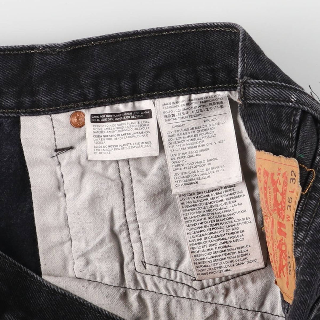 Levi's 501 Painted Black Denim Straight Leg Denim Pants, Men's Size 36 cotton black type Vintage Second Hand