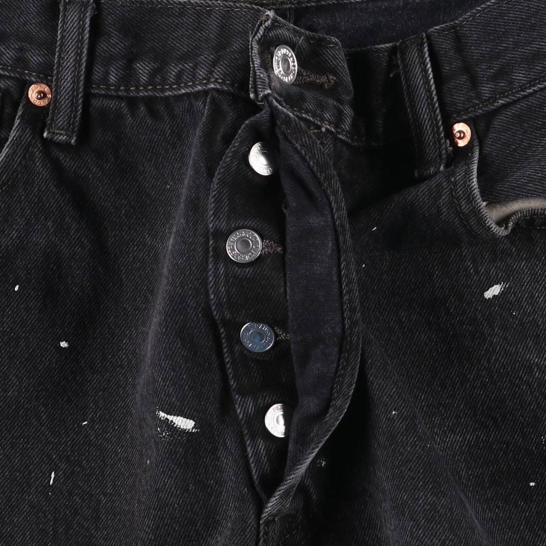 Levi's 501 Painted Black Denim Straight Leg Denim Pants, Men's Size 36 cotton black type Vintage Second Hand