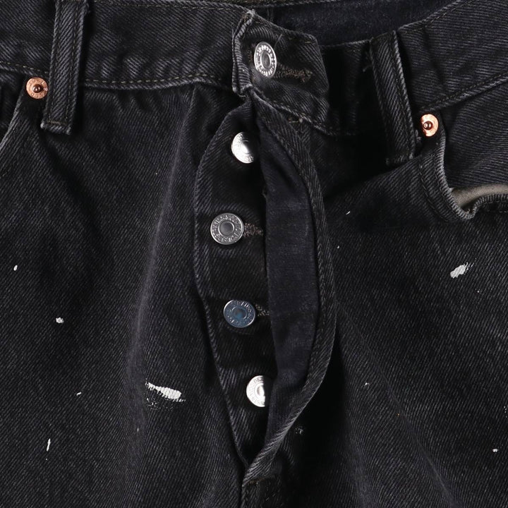 Levi's 501 Painted Black Denim Straight Leg Denim Pants, Men's Size 36 cotton black type Vintage Second Hand