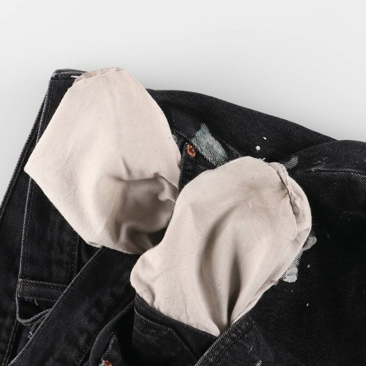 Levi's 501 Painted Black Denim Straight Leg Denim Pants, Men's Size 36 cotton black type Vintage Second Hand